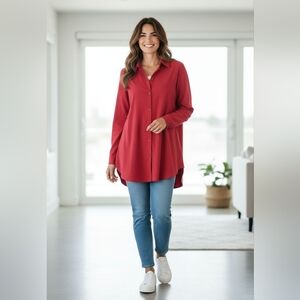 J. Jill Button Down Blouse - Red
